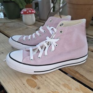 Converse High-Top Sneakers in Light Pink and White